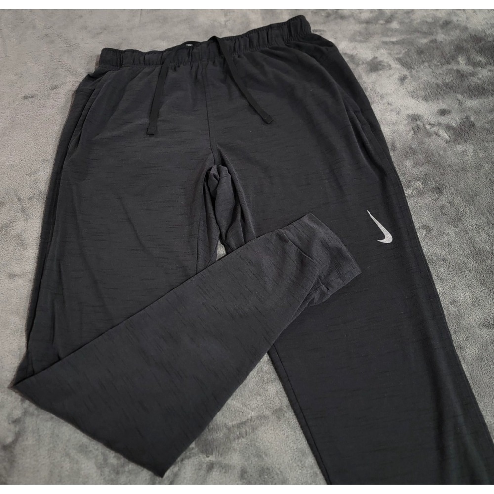 Nike Yoga Pants Men Small Heather Black Hyper Dri FIT Tapered Training Gym 30"